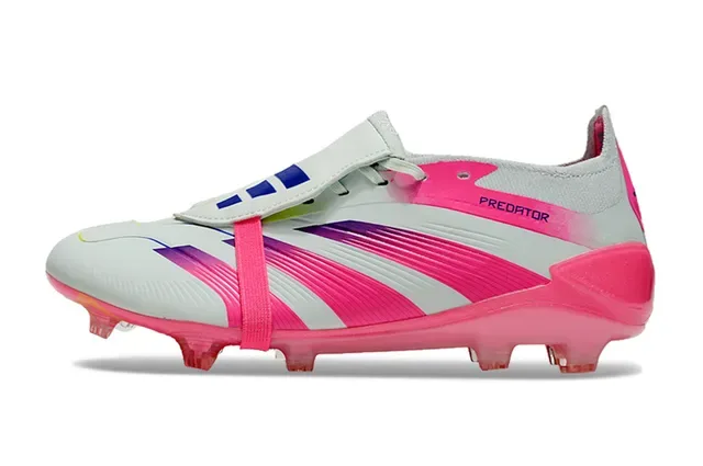 Adidas Predator Chuteira Low-Cut Rosa e Cinza Com Studs Moldados Sol Translucido Gramado Firme 7