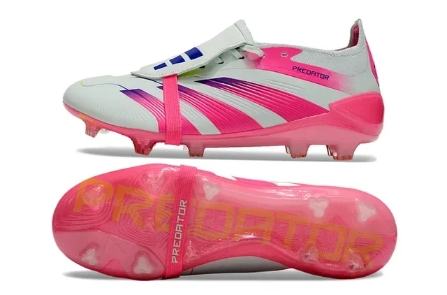 Adidas Predator Chuteira Low-Cut Rosa e Cinza Com Studs Moldados Sol Translucido Gramado Firme 8