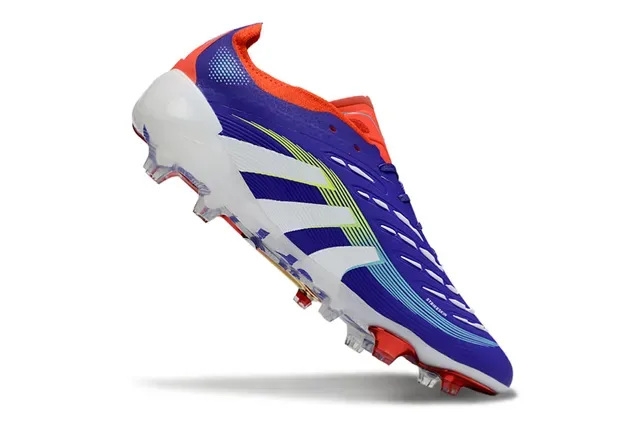 Adidas Predator Roxo Vermelho Parte Superior Sintética Ribeteada Sobreposição de Três Listras Terra Firme Sapatos de Futebol 2