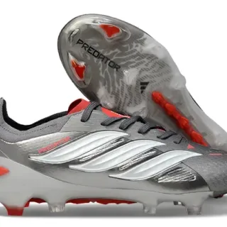 Adidas Predator Plata y Rojo Metálico Sintético Parte Superior Detalle Acentuado Zapatos para Tierra Firme