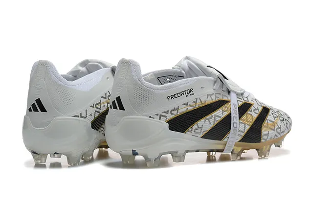 Adidas Predator Branco Preto Sem cadarço Fecho de correia Dourado translucido Sola Chão firme Sapatos de futebol 2