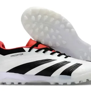 Adidas Predator Tênis de Futebol Sintético Branco Preto Baixo com Três Listras para Gramado