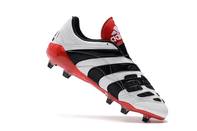 Adidas Predator Chaussures de football blanc noir rouge pour terrain ferme 3