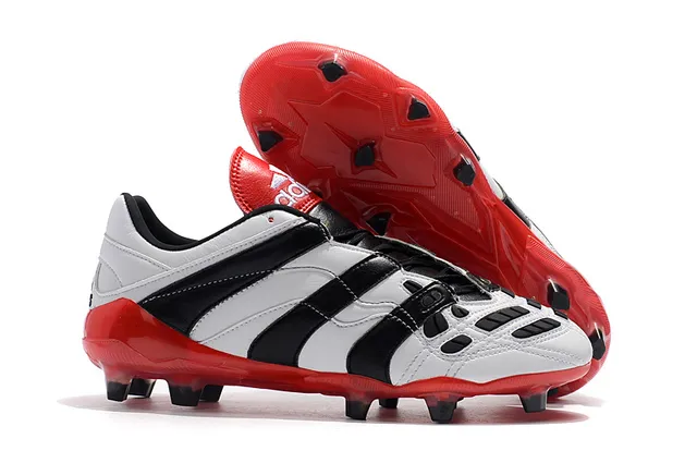 Adidas Predator Chaussures de football blanc noir rouge pour terrain ferme 9