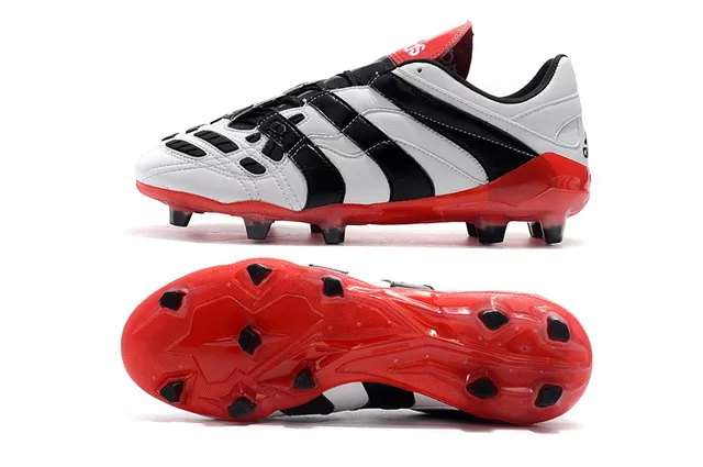 Adidas Predator Chaussures de football blanc noir rouge pour terrain ferme 10