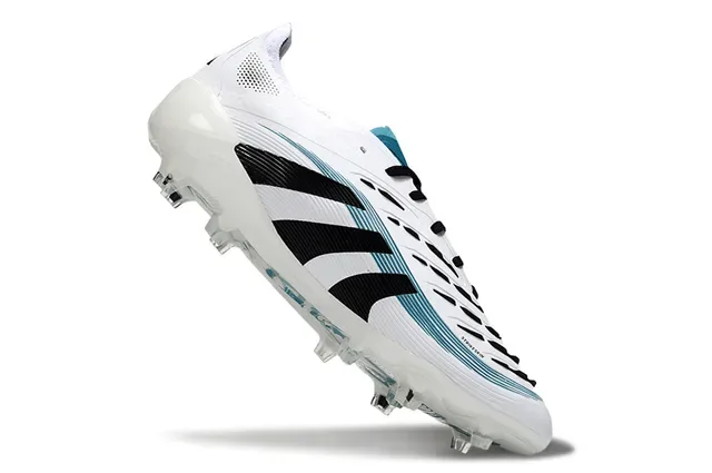 Adidas Predator White Blue Low-Cut Lace-Up Boot Textured Synthetic Upper Firm-Ground Soccer Shoes 2