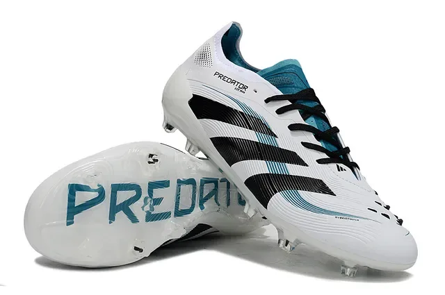 Adidas Predator White Blue Low-Cut Lace-Up Boot Textured Synthetic Upper Firm-Ground Soccer Shoes 4