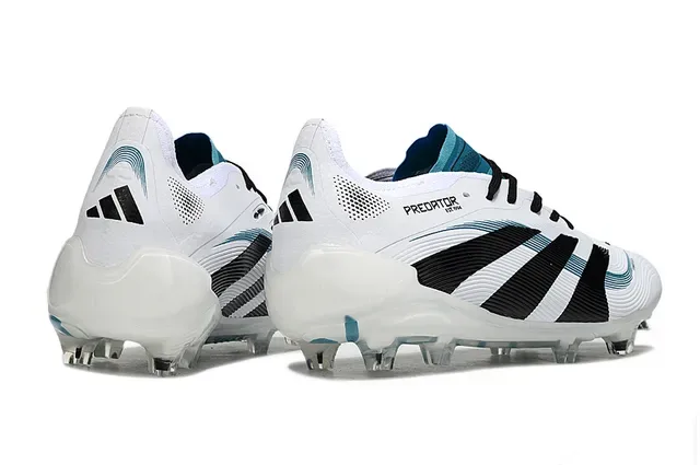 Adidas Predator White Blue Low-Cut Lace-Up Boot Textured Synthetic Upper Firm-Ground Soccer Shoes 5