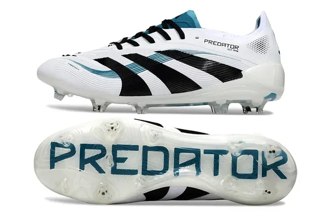 Adidas Predator White Blue Low-Cut Lace-Up Boot Textured Synthetic Upper Firm-Ground Soccer Shoes 6