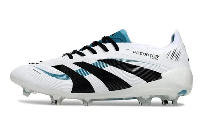 Adidas Predator White Blue Low-Cut Lace-Up Boot Textured Synthetic Upper Firm-Ground Soccer Shoes 7