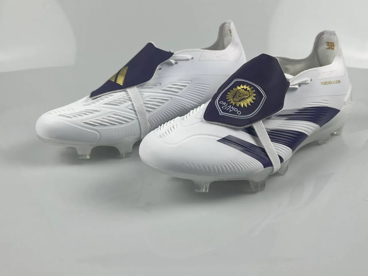 Adidas Predator White Purple Synthetic Upper TPU Cage And Stripes Firm-Ground Soccer Shoes 3