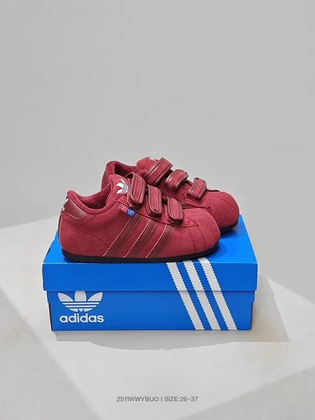 Adidas Red Brown Suede Upper Velcro Strap Closure Lifestyle Sneakers 3