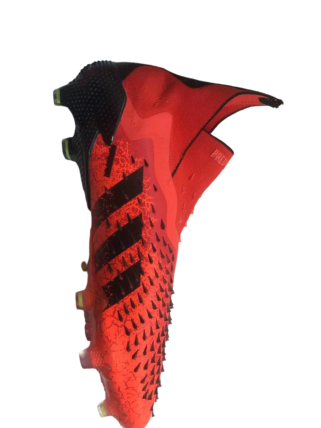 Adidas Vermelho Amarelo Corte Alto Colar Ajuste Calcetim Texturizado Tacado Superior Solo Firme Sapatos de Futebol 14