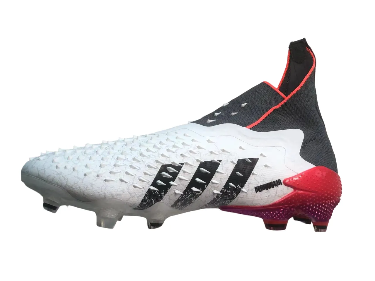 Adidas Vermelho Amarelo Corte Alto Colar Ajuste Calcetim Texturizado Tacado Superior Solo Firme Sapatos de Futebol 24