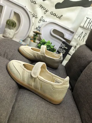 أديداس سامبا بيج بني بدون أربطة Velcro شريط سويد علوي Mary Jane أحذية 7