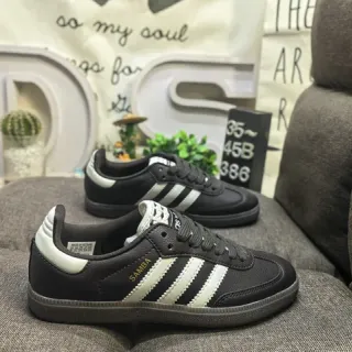 Adidas Samba أحذية رياضية أسلوب حياة جلد أسود وأبيض