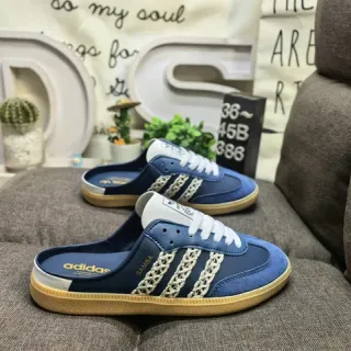 Adidas Samba Lace-Up Mule Blue Suede Casual Shoes