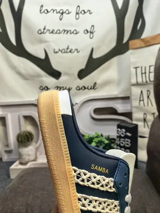 Adidas Samba Mule de Ante Azul con Cordones Zapatos Casuales 3