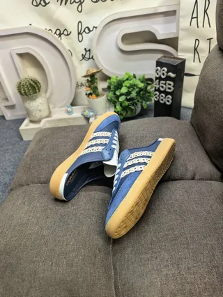 Adidas Samba Mule de Ante Azul con Cordones Zapatos Casuales 6
