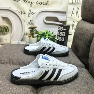 Adidas Samba White and Black Slip-On Loafers