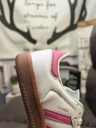 Adidas Samba White and Pink Lifestyle Sneakers 3