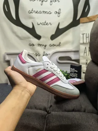 Adidas Samba White and Pink Lifestyle Sneakers 5