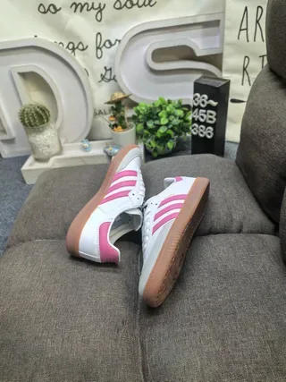 Adidas Samba White and Pink Lifestyle Sneakers 6