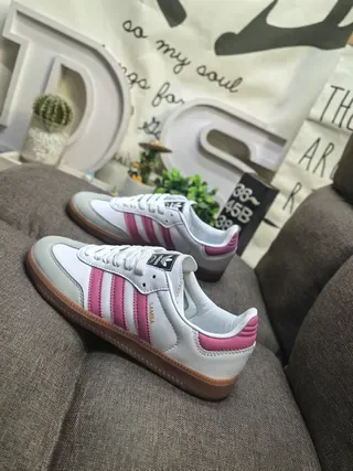 Adidas Samba White and Pink Lifestyle Sneakers 7