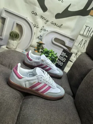 Adidas Samba White and Pink Lifestyle Sneakers 9