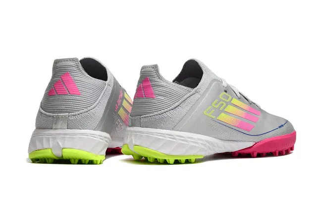Adidas Silver Pink Low-Cut Knit Upper Gradient Stripe Design Turf Soccer Shoes 3
