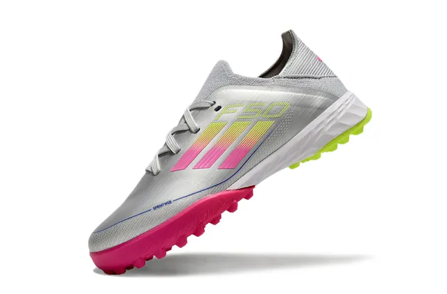 Adidas Silver Pink Low-Cut Knit Upper Gradient Stripe Design Turf Soccer Shoes 6