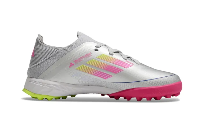 Adidas Silver Pink Low-Cut Knit Upper Gradient Stripe Design Turf Soccer Shoes 7