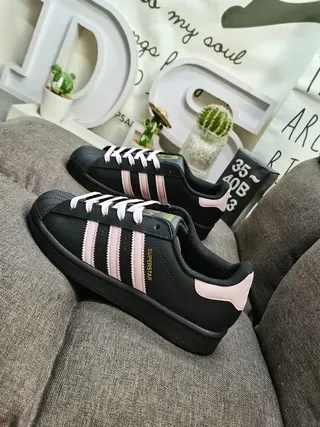 Adidas Superstar Zapatillas Lifestyle Negras y Rosas 7