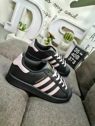 Adidas Superstar Zapatillas Lifestyle Negras y Rosas 9