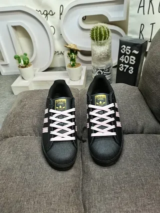 Adidas Superstar Zapatillas Lifestyle Negras y Rosas 10