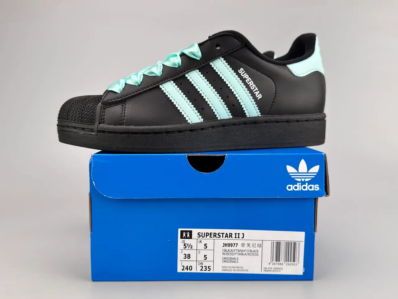 Adidas Superstar Black Mint Three Stripes Lifestyle Sneakers 2