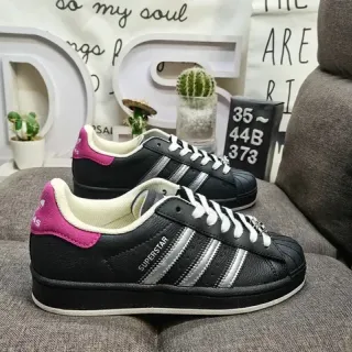 Adidas Superstar Rayures Métalliques Noires et Roses Sneakers Style de Vie