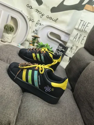 Adidas Superstar Zapatillas Lifestyle Floral Negro Amarillo Menta 7