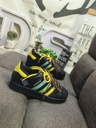 Adidas Superstar Zapatillas Lifestyle Floral Negro Amarillo Menta 9