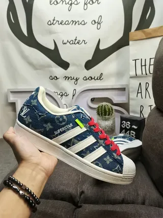 Adidas Superstar Denim Monogram Shell-Toe Lifestyle Sneakers 5