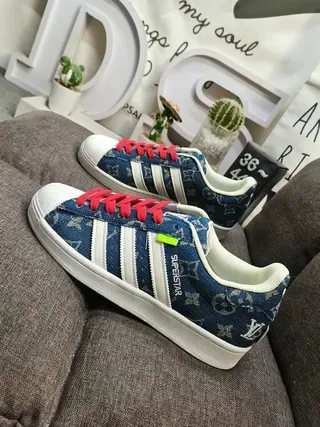 Adidas Superstar Denim Monogram Shell-Toe Lifestyle Sneakers 7