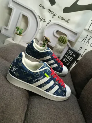 Adidas Superstar Denim Monogram Shell-Toe Lifestyle Sneakers 9