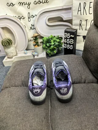 Adidas Superstar حذاء أسلوب حياة رمادي وبنفسجي مبطن بقماش كاروهات 8