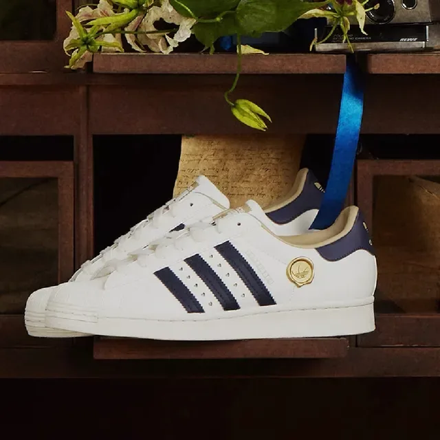 Adidas Superstar सफेद नीली सोने की लाइफस्टाइल स्नीकर्स 2