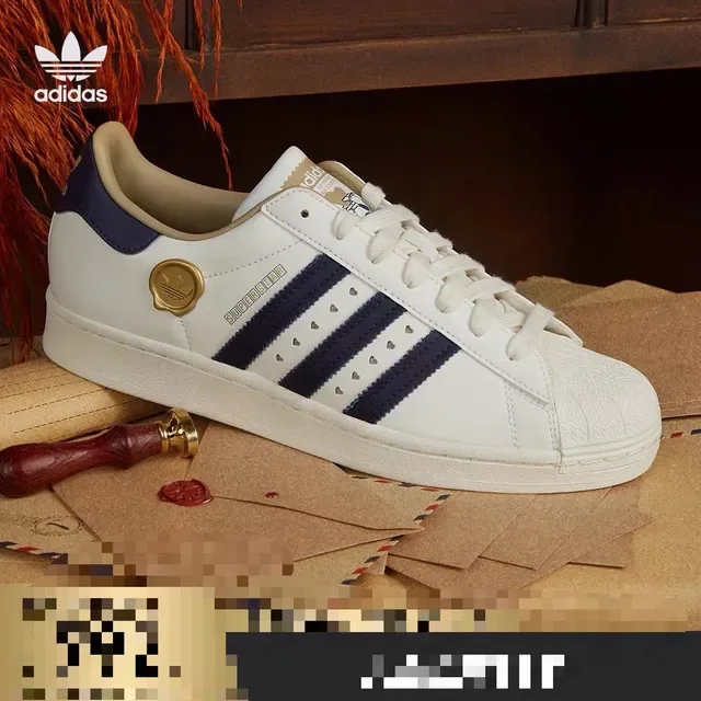 Adidas Superstar सफेद नीली सोने की लाइफस्टाइल स्नीकर्स 11