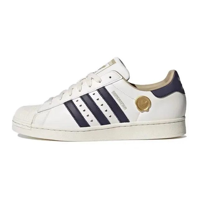 Adidas Superstar सफेद नीली सोने की लाइफस्टाइल स्नीकर्स 16
