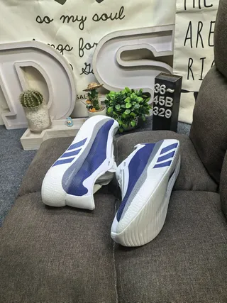 Adidas Ultraboost أبيض بحري بدون لاس إغلاق شرائطي علوة شبكية محبوكة حذاء رياضي لايف ستايل 6