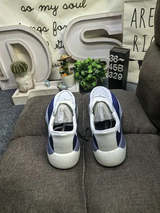Adidas Ultraboost أبيض بحري بدون لاس إغلاق شرائطي علوة شبكية محبوكة حذاء رياضي لايف ستايل 8