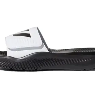 Adidas White Black Molded Rubber Sole Ribbed Midsole Texture Slippers