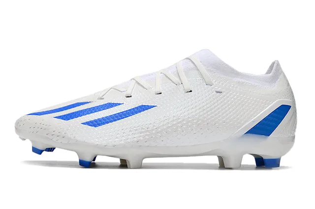 Adidas White Blue Knit Upper Asymmetric Lacing Firm-Ground Soccer Shoes 2